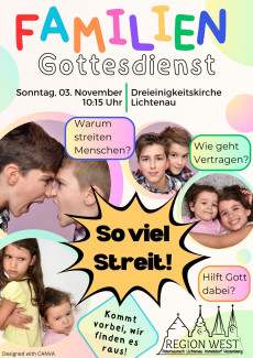 Kunterbuntes Plakat mit Situationen wo Kinder Streit haben